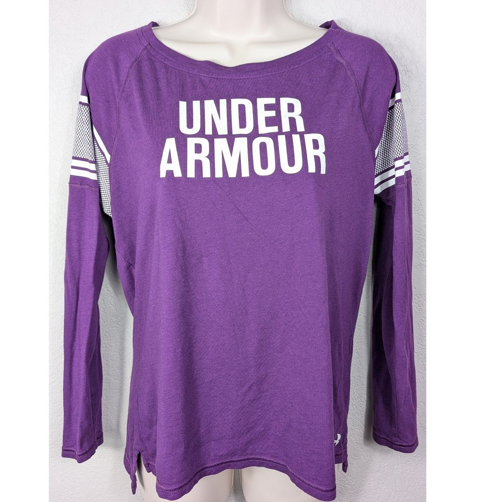 Under‎ Armour Shirt Women Small Purple Long Sleeve Heatgear Gym